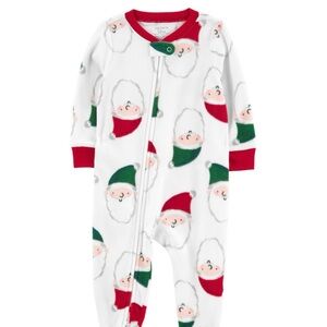 Carter’s Fleece Footed Footie Pajamas Sleeper Zipper Santa Baby Onesie Sz 4T